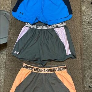 Under Armour Blue, Gray, and Orange Shorts Trio